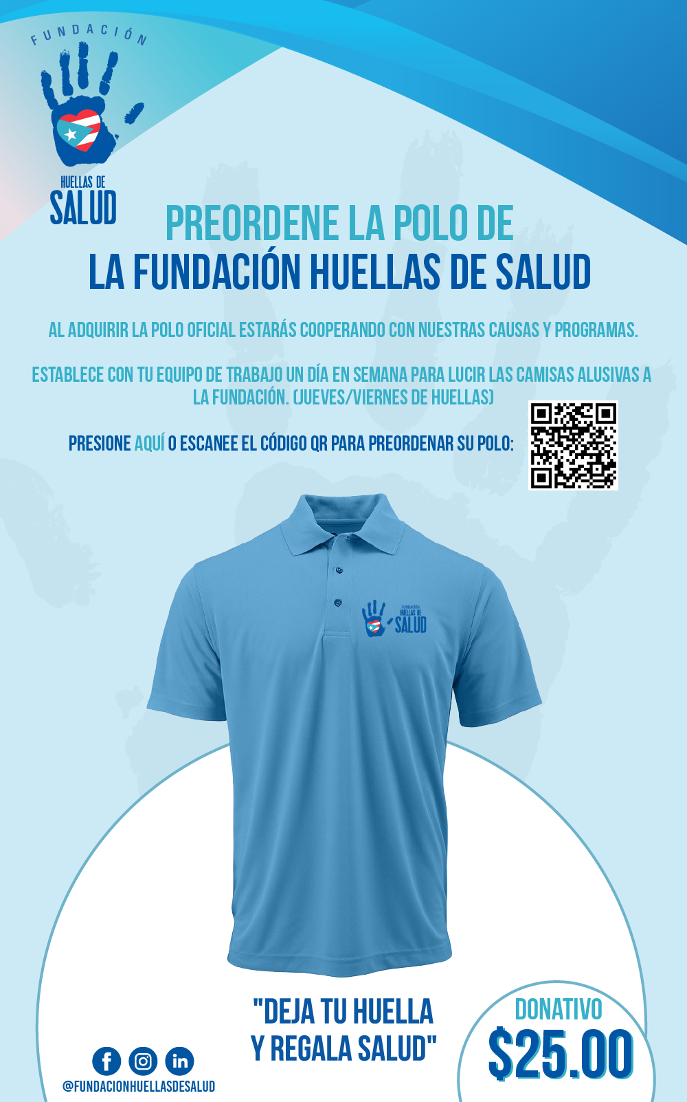 Preordene la polo de la Fundación Huellas de Salud
